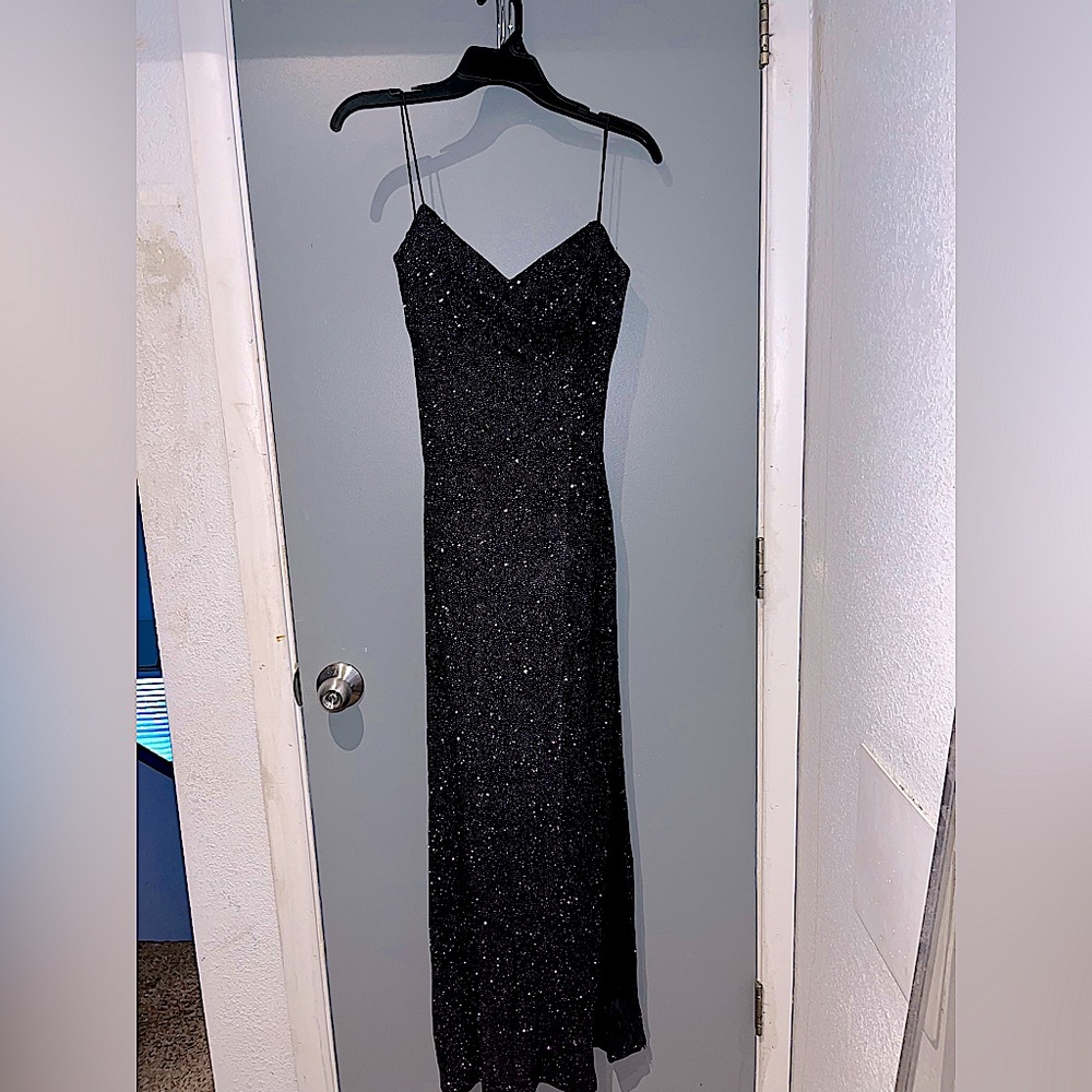 Purple Ombre Sparkly Floor-Length Backless Gown